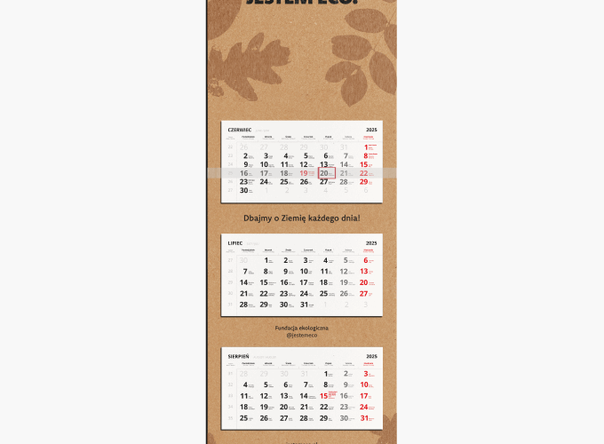 eko kalendarz trójdzielny